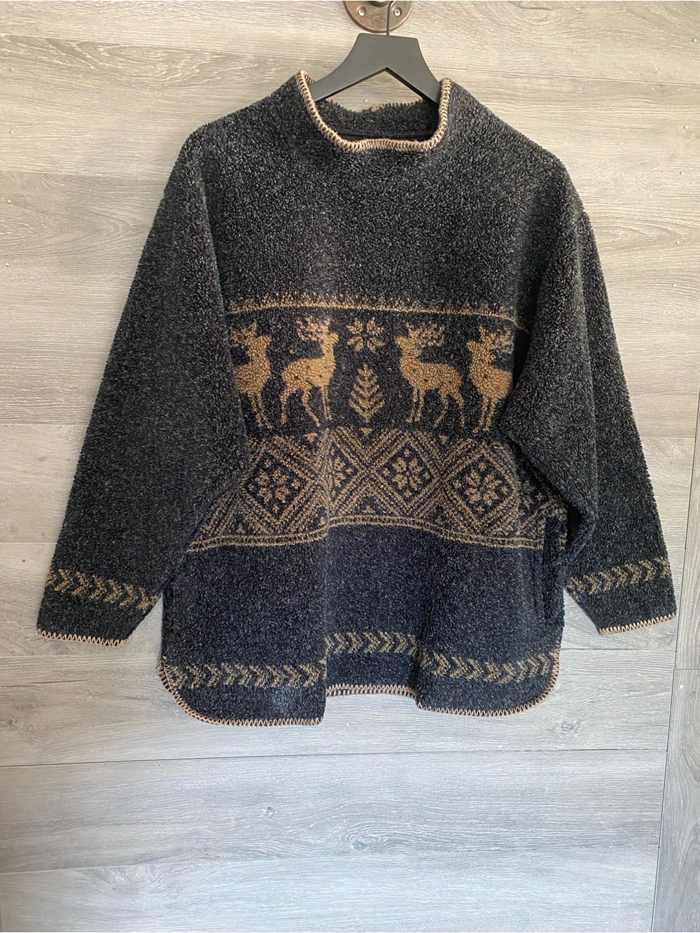 Alps Reindeer Mock Neck Pullover Sweatshirt